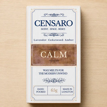 Censaro wax melt packaging on a wooden surface