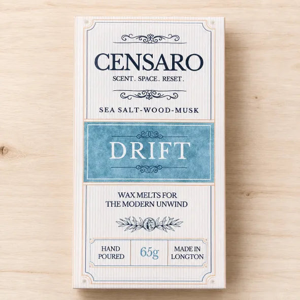 Censaro wax melts packaging on a wooden surface