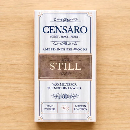Censaro wax melt packaging on a wooden surface